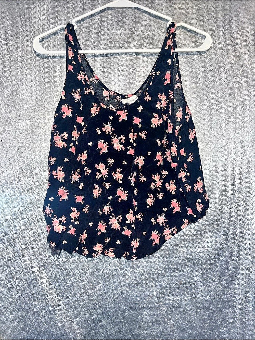GARAGE Floral Tank Top in Black & Pink Size Medium